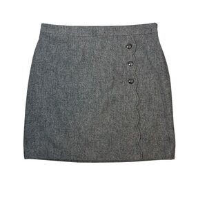 Talbots Petite 16P Gray Wool‎ Blend Skirt Herringbone Tweed Button Front Lined